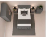 Contemporary Bedroom Suite - Double Bed - 2 Door Mirror Wardrobe With Bottom Drawer - Five Drawer Chest - Bedside Table Pair - Image 5