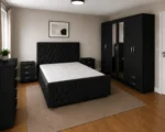 Complete Bedroom Collection With Double Bed - six Door Wardrobe With Four Drawer - Chest of Five Drawers With Two Bed Side Table
