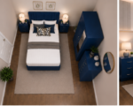 Premium Blue Bedroom Furniture Set - 2 Door Wardrobe Practical Storage & Elegant Design for Your Home - Image 5