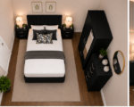 Beautiful Black Complete Bedroom Suite - Bed, Mirror Wardrobe & Bedside Tables Included - Image 5