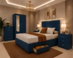 Modern Double Bed Suite - Two Door Mirror Wardrobe With Bottom Drawer - Five Drawer Chest - Two Bedside Tables - Image 5