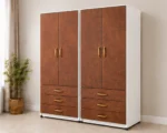 Modern 2 Door Wooden Wardrobe with 3 Drawers – Stylish Bedroom Storage - Image 4