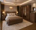 Designer Walnut Bedroom Set – 6 Door Wardrobe, Chest of Drawers and Side Tables - Image 4