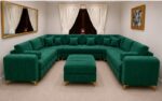 Luxury U Shape Sofa | Modern Family Corner Sofa in green colors - Image 4