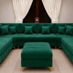 Luxury U Shape Sofa | Modern Family Corner Sofa in green colors