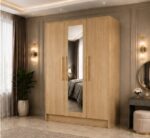 Designer 3 Door Mirror Wardrobe - Spacious 3 Door Wardrobe with Mirror
