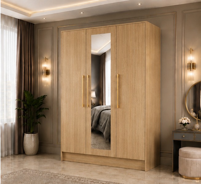 WhatsApp Image 2026-06-18 at 3.43.53 PM Designer 3 Door Mirror Wardrobe - Spacious 3 Door Wardrobe with Mirror - Image 1
