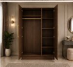 Luxury Gloss 3 Door Mirrored Wardrobe - Modern Bedroom 3 Door Mirror Wardrobe - Image 3
