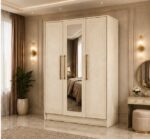 Luxury 3 Door Mirror Wardrobe – Bedroom Storage Cabinet