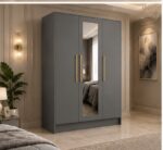 Modern 3 Door Wardrobe Storage Cabinet for Bedroom - Luxury 3 Door Mirror Wardrobe - Image 4