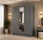 Modern 3 Door Wardrobe Storage Cabinet for Bedroom - Luxury 3 Door Mirror Wardrobe