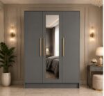 Modern 3 Door Wardrobe Storage Cabinet for Bedroom - Luxury 3 Door Mirror Wardrobe - Image 5
