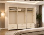 Designer 6 Door Wardrobe with 6 Drawers – Premium Bedroom Organisation Unit in Rusty with white colors - Image 3