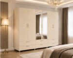 Designer 6 Door Wardrobe with 6 Drawers – Premium Bedroom Organisation Unit in Rusty with white colors - Image 2