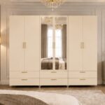 Designer 6 Door Wardrobe with 6 Drawers – Premium Bedroom Organisation Unit in Rusty with white colors