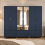 Modern 6 Door Mirrored Wardrobe with 6 Drawers – Modern 6 Door Wardrobe with 6 Bottom Drawers