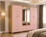 Premium 6 Door Mirrored Wardrobe with 6 Drawers – 6 Door Wardrobe with 2 Mirrors & 6 Bottom Drawers - Image 2