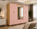 Premium 6 Door Mirrored Wardrobe with 6 Drawers – 6 Door Wardrobe with 2 Mirrors & 6 Bottom Drawers - Image 4