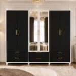 Luxury 6 Door Mirrored Wardrobe with 6 Drawers – Royal 6 Door Wardrobe with 6 Drawers