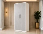 Modern Light Grey 2 Door Wardrobe - Contemporary Bedroom Storage Cabinet - Image 2