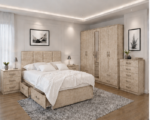 Premium Vintage Furniture Set - Storage Bed With Chest , Bed Side Tables & Large Wardrobe