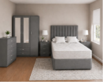 Elegant Grey Bedroom Furniture Package - 3 Door Mirrored Wardrobe, Chest & Nightstands - Image 4