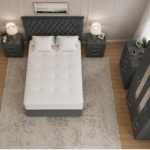 Modern Grey Bedroom Collection - 4 Door Wardrobe with Chest of Drawers & Bedside Tables