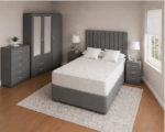 Elegant Grey Bedroom Furniture Package - 3 Door Mirrored Wardrobe, Chest & Nightstands - Image 2