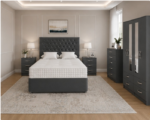 Modern Grey Bedroom Collection - 4 Door Wardrobe with Chest of Drawers & Bedside Tables - Image 2