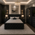 Contemporary Luxury Bedroom Set with Coordinated Wardrobe and Bedside Tables