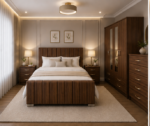 Luxury Walnut 4 Door Wardrobe Bedroom Furniture Set with Chest of Drawers & Bedside Tables - Image 2