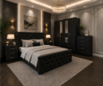 Contemporary Luxury Bedroom Set with Coordinated Wardrobe and Bedside Tables - Image 3