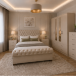 Premium Beige Bedroom Set –  4 Door Wardrobe &  Side Tables, Chest of Drawers