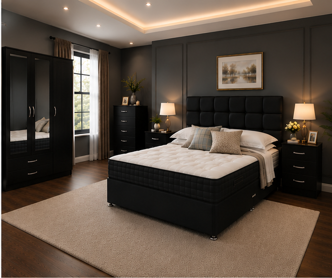 angle_2 Bedroom with Large 3-Door Wardrobe- Bedroom Furniture Set with Wardrobe - Image 1