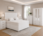 Luxury White Bedroom Furniture Set | 4 Door Wardrobe, Chest & Bedside Tables