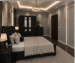 Contemporary Luxury Bedroom Set with Coordinated Wardrobe and Bedside Tables - Image 2