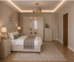 Premium Beige Bedroom Set –  4 Door Wardrobe &  Side Tables, Chest of Drawers - Image 2
