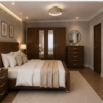 Luxury Walnut 4 Door Wardrobe Bedroom Furniture Set with Chest of Drawers & Bedside Tables