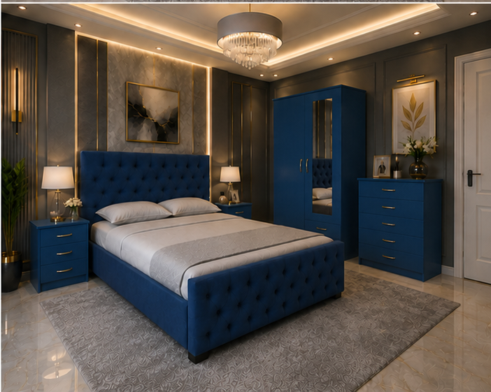 angle_4(1) Luxury Living Bedroom Set with Matching Wardrobe & Chest - Image 1