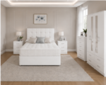 Modern Home Bedroom Set with Wardrobe & Chest of Drawers and Bed Side Tables - Image 2