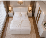 Complete King Size Bed Furniture Package - Six Door Wardrobe With Four Drawer - Chest of Five Drawers With Two Bed Side Table - Image 4