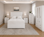 Luxury White Bedroom Furniture Set | 4 Door Wardrobe, Chest & Bedside Tables - Image 2