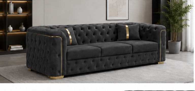 angle_left_middle Chesterfield 3-Seater Sofa with Deep Button Tufting - Chesterfield 3-Seater Sofa - Image 1