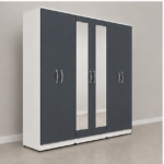 Large 6 Door Wardrobe with Mirrors - Modern Home Organizer - Bedroom 6 Door Wardrobe with Dual Mirrors