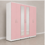 6 Door Wardrobe - Full Mirror Bedroom Furniture - Premium Storage 6 Door Wardrobe with 2 Mirrors & 2 Drawers