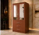 Two Door Wardrobe - Two Door Wardrobe with 2 Mirrors and 3 Drawers - Image 2