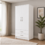 Home Furniture 2 Door Wardrobe with white colors wardrobe - Luxury Double Door Bedroom Wardrobe - Image 2