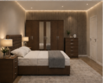 Complete King Size Bedroom Package - Six Door Mirror Wardrobe - Five Drawer Chest - Two Bedside Tables - Image 2
