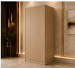 Modern Light Brown 2 Door Mirrored Wardrobe with 3 Drawers - Image 4