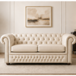 Chesterfield Lounge Sofa – Timeless British Design with cream colors sofa